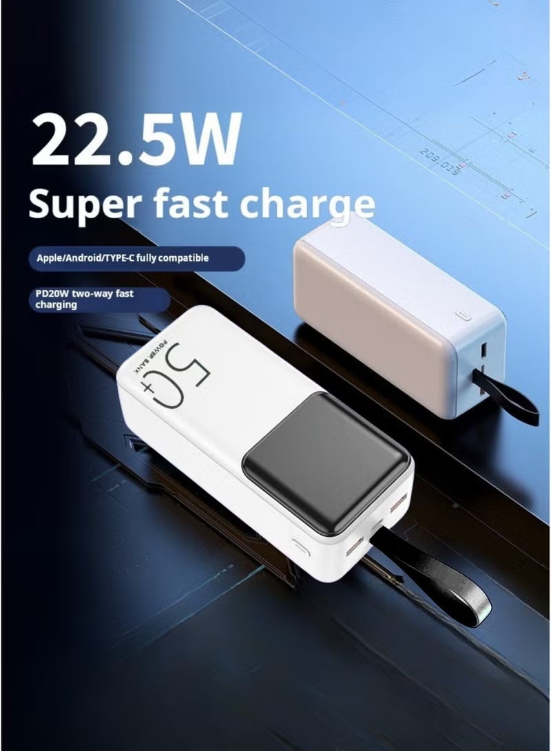 ELTRAZONE 50000mAh Power Bank with 22.5W Fast Charging | 2 USB Ports & Type-C PD | High-Capacity Portable Charger for iPhone, Samsung, iPad & More | Outdoor & Home Use – White - Image 3